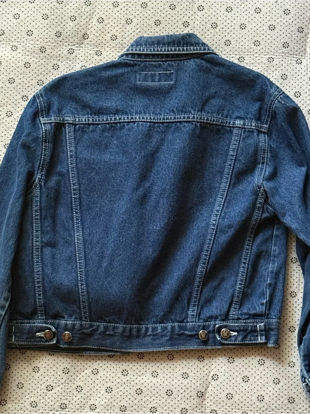 GASOLINE GLAMOUR Dark Blue Denim Jacket with Multicolor Floral Patches